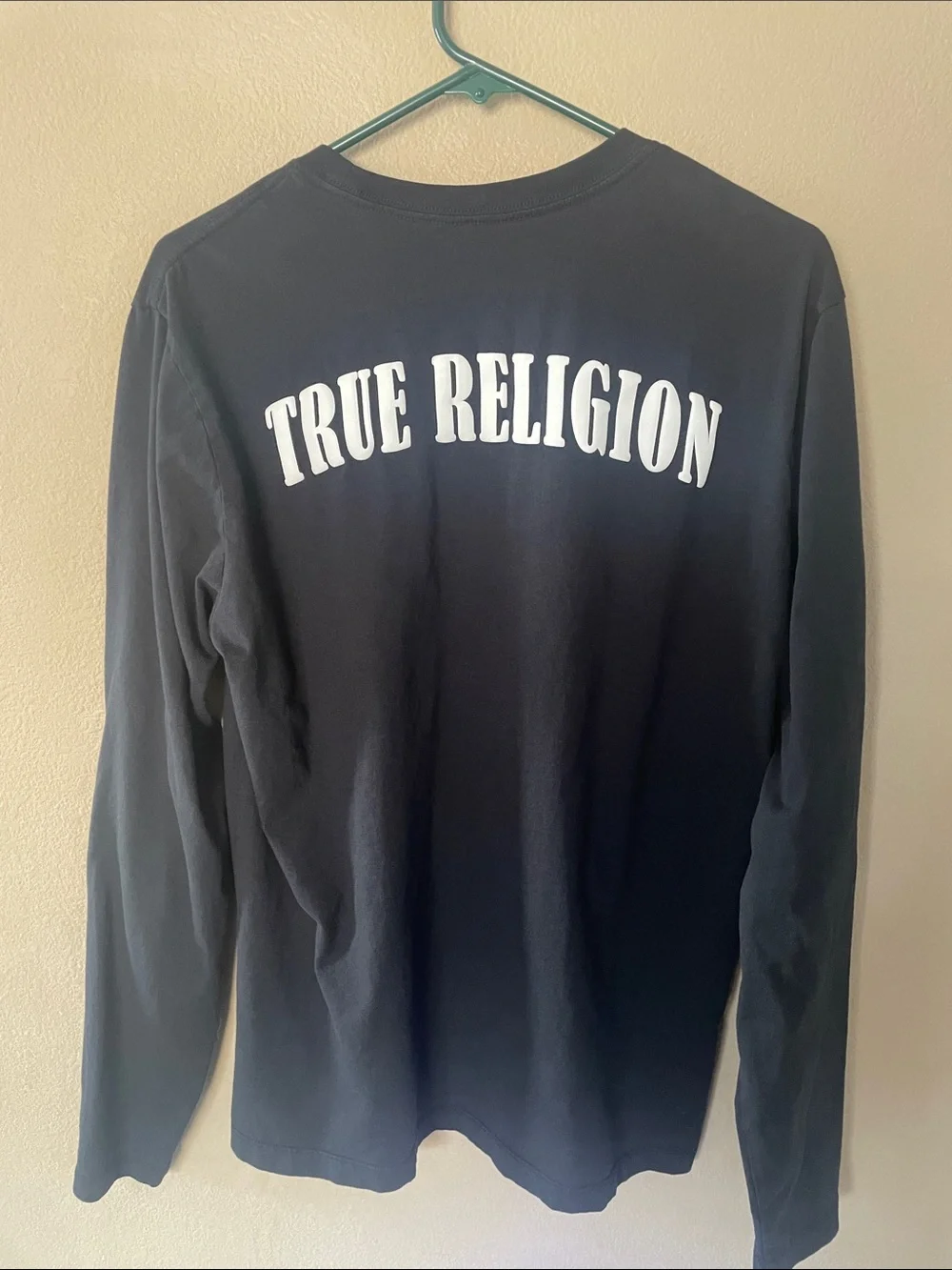 True Religion Black Long Sleeve Logo Crewneck Tee